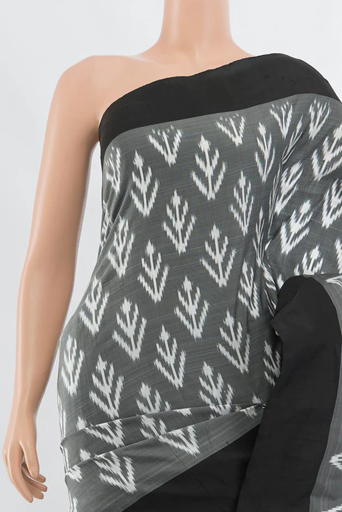 Davys Grey Pochampally Silk Saree - Image 2
