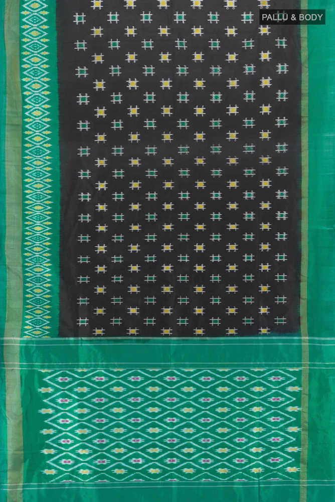 Black Pochampally Silk Saree - Image 5
