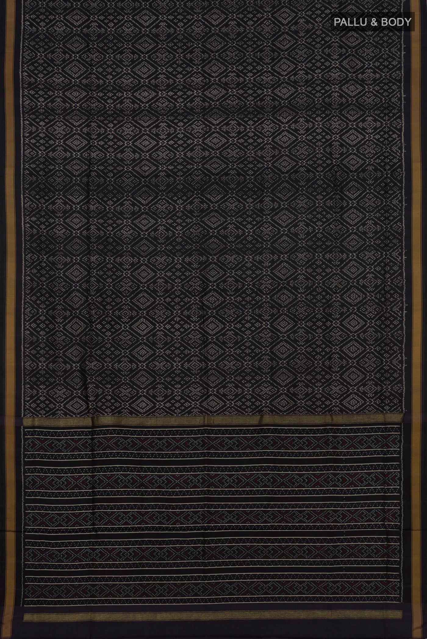 Black Pochampally Silk Saree - Image 5