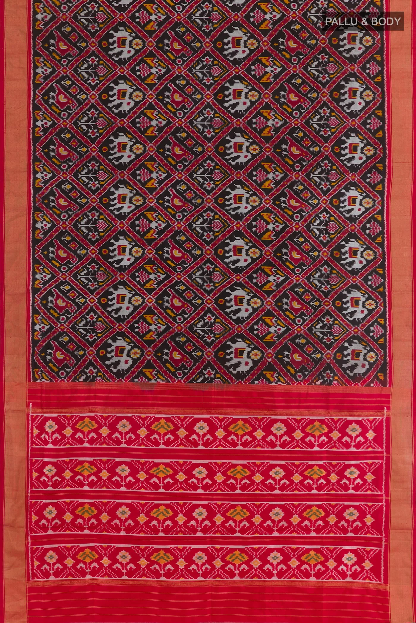 Black Pochampally Silk Saree - Image 3