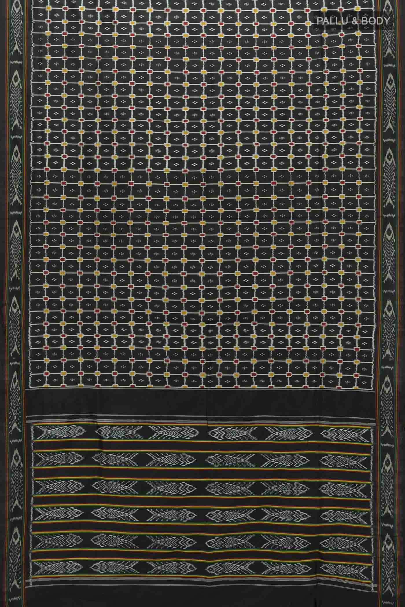 Black Pochampally Silk Saree - Image 5