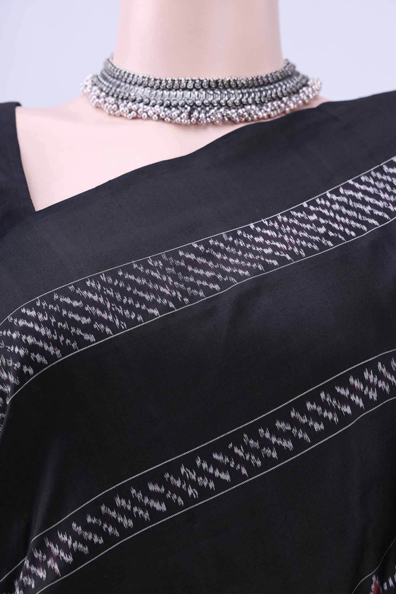 Black Pochampally Silk Saree - Image 3