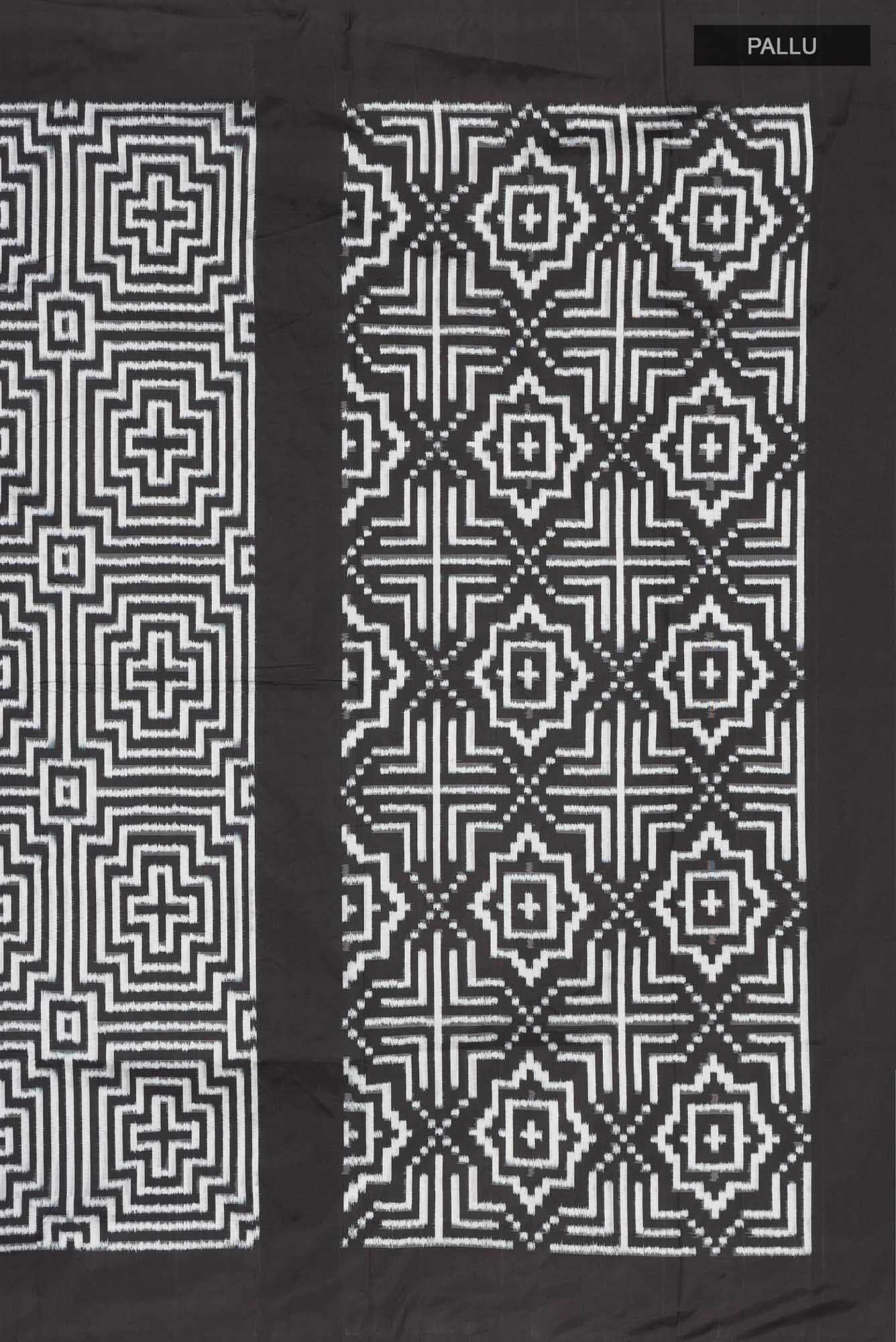 Black Pochampally Silk Saree - Image 5