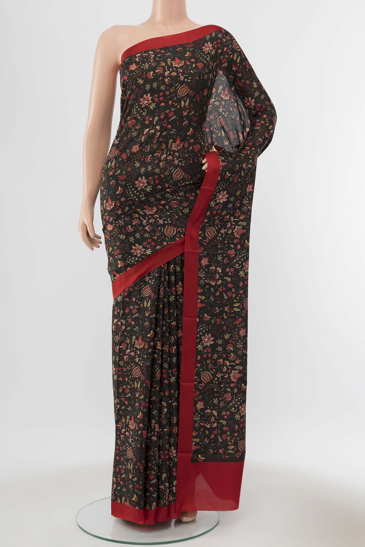 Black Printed Silk Saree