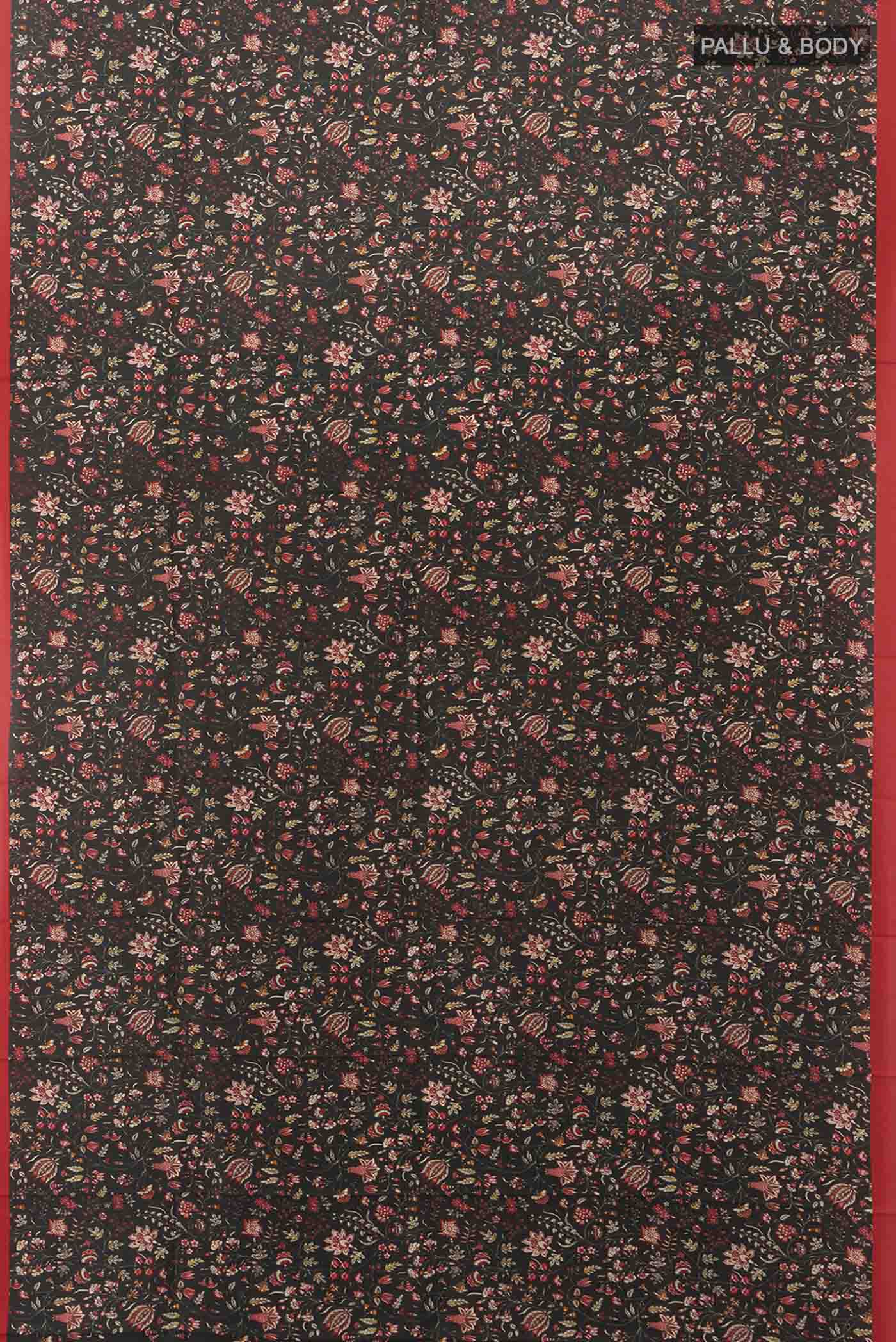 Black Printed Silk Saree - Image 5