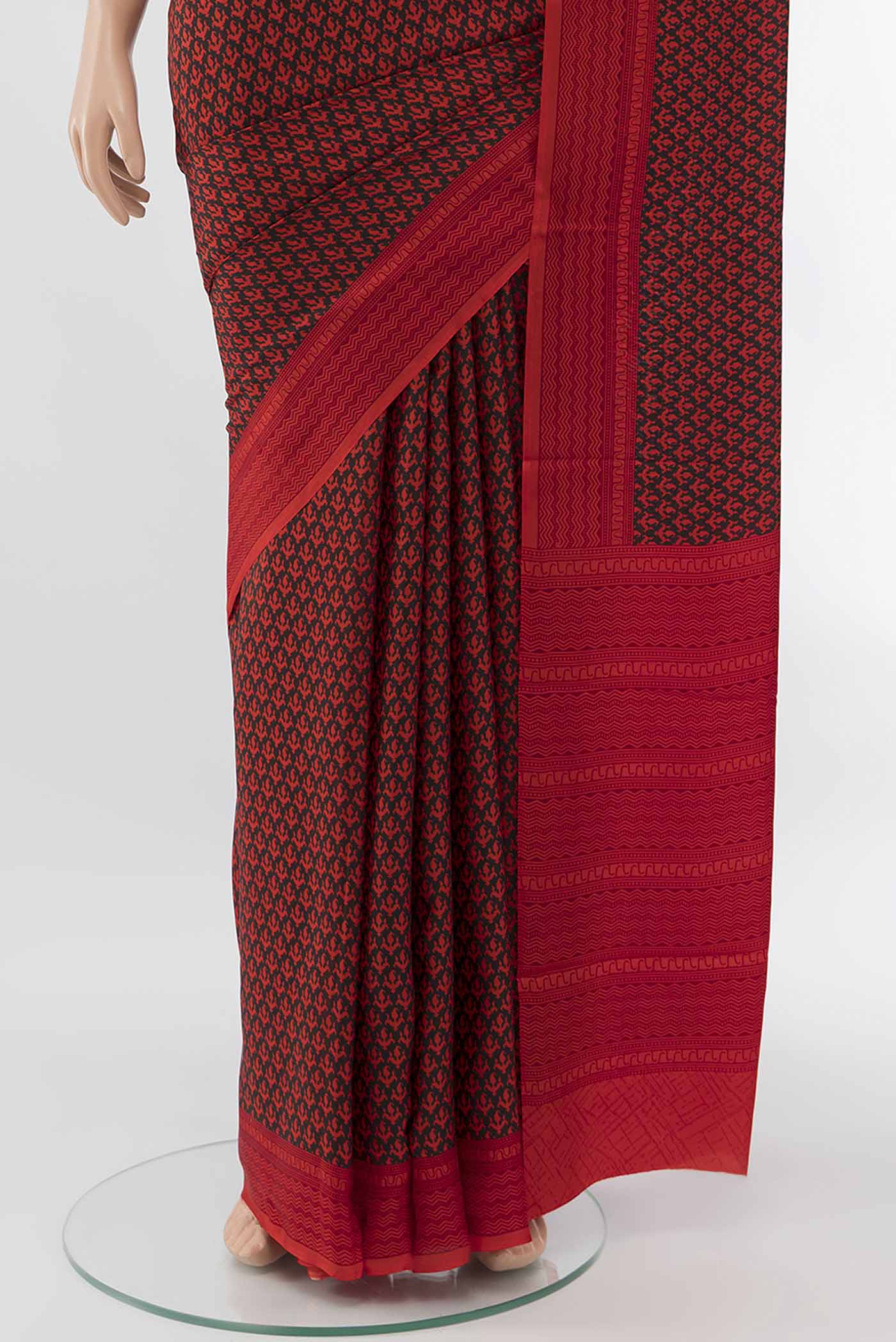Black Printed Silk Saree - Image 3
