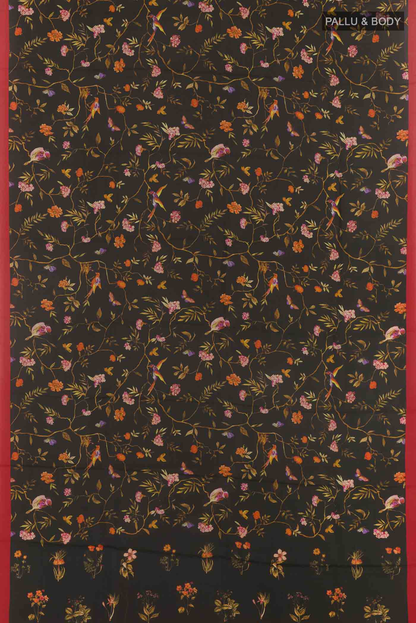 Black Printed Silk Saree - Image 3