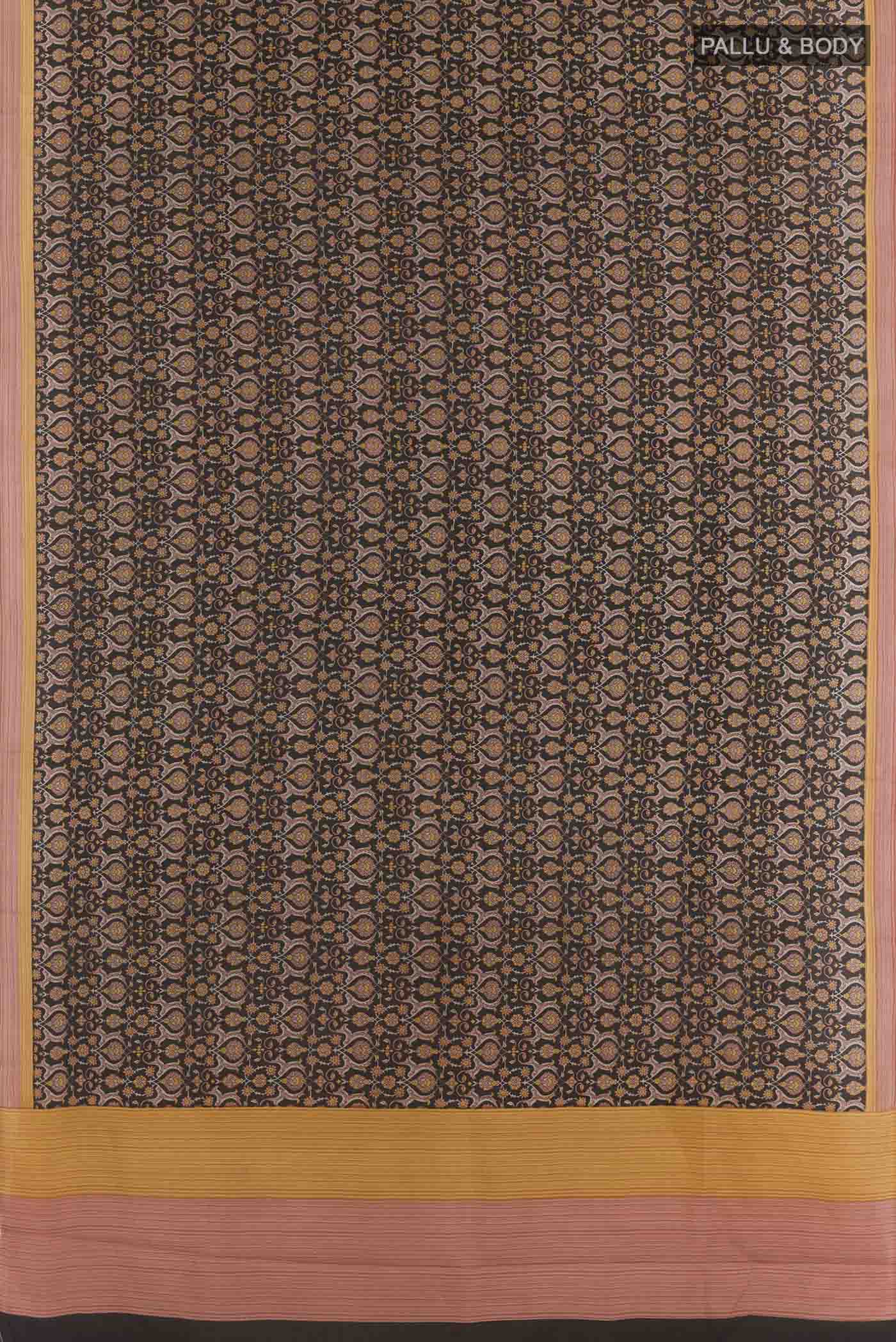 Black Printed Silk Saree - Image 3