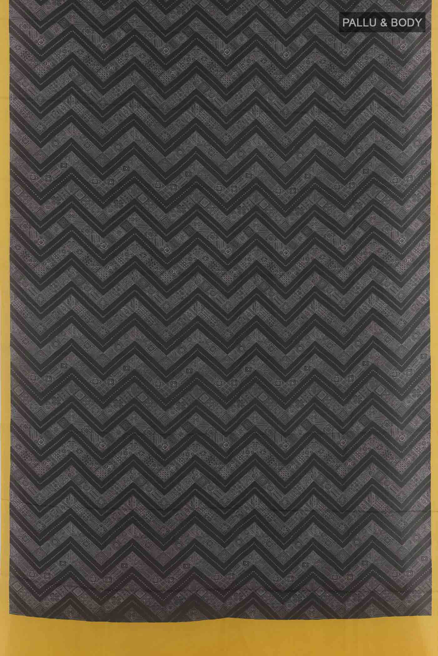 Black Printed Silk Saree - Image 3