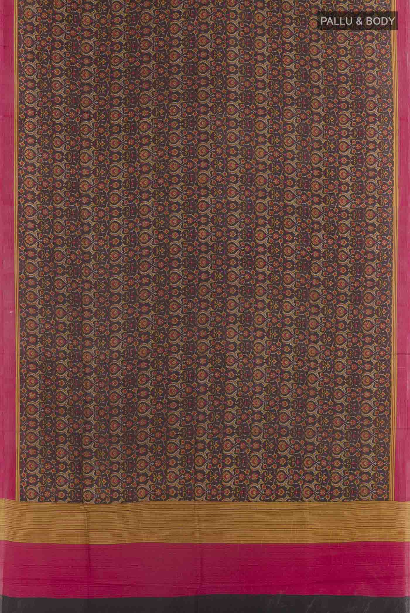 Black Printed Silk Saree - Image 3