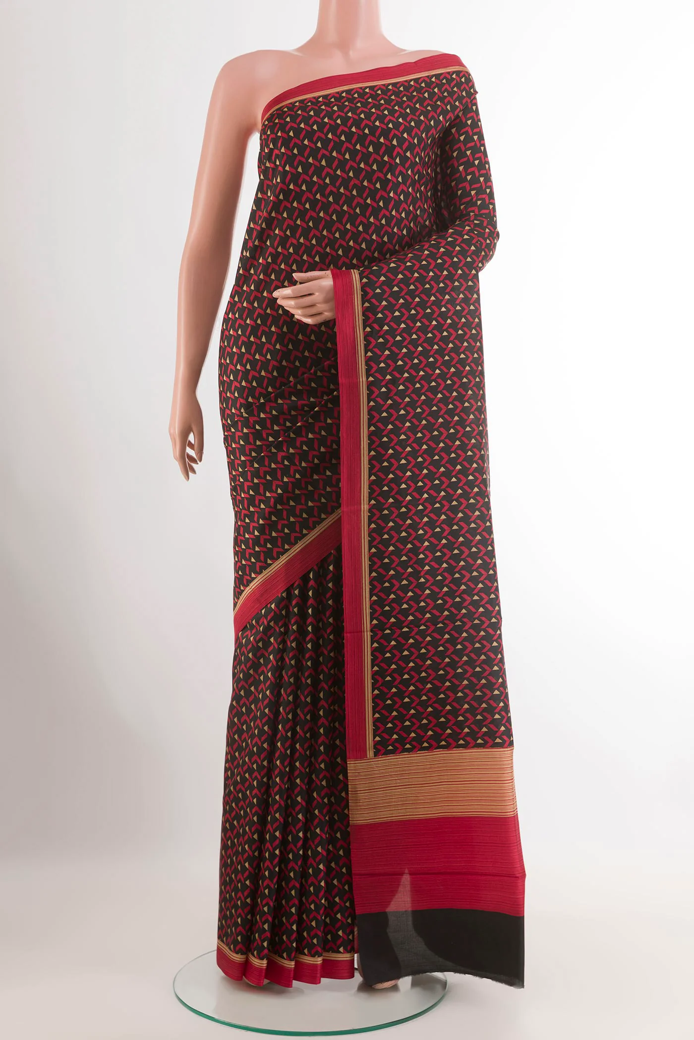 Black Printed Silk Saree