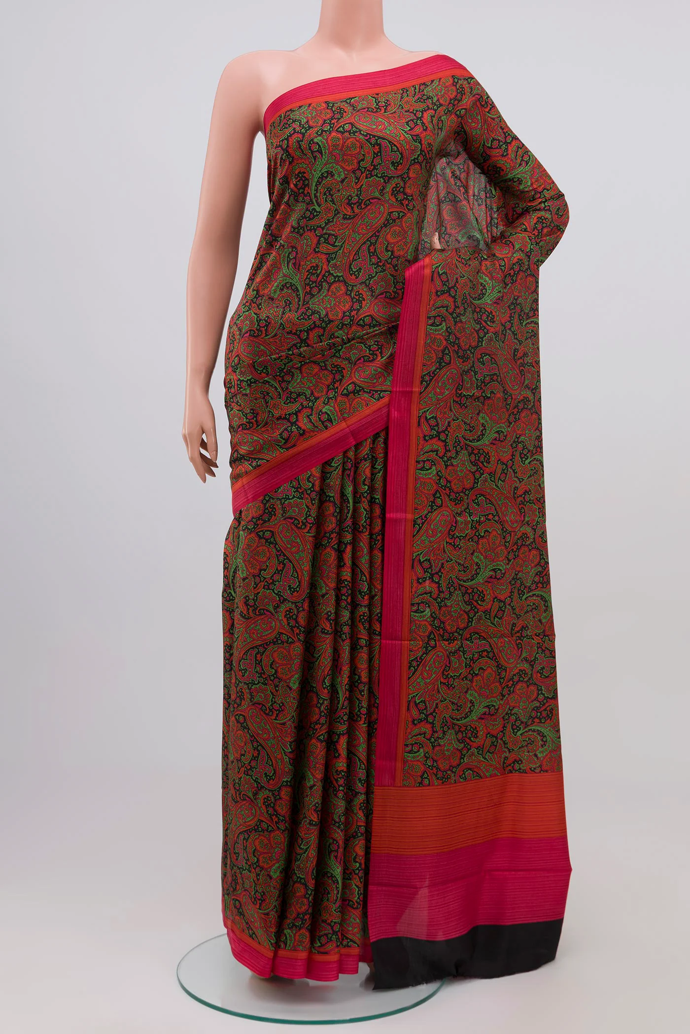 Black Printed Silk Saree