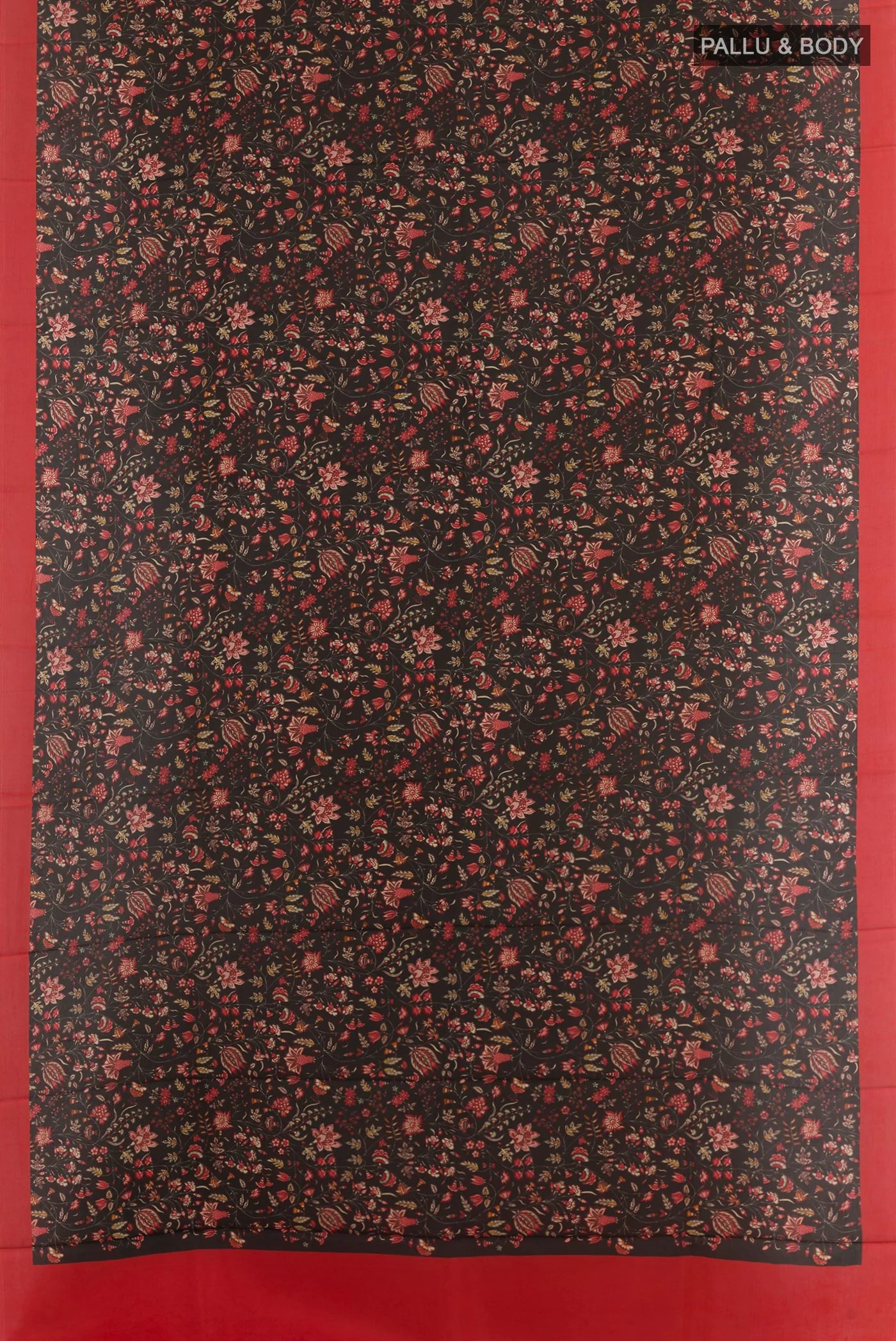Black Printed Silk Saree - Image 3
