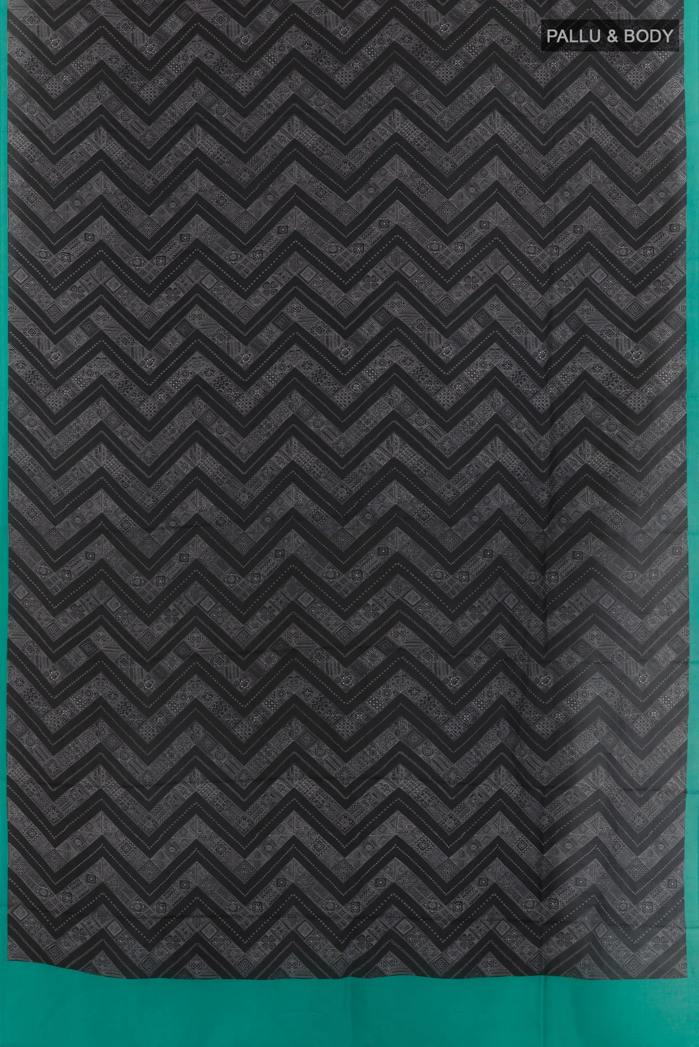 Black Printed Silk Saree - Image 3