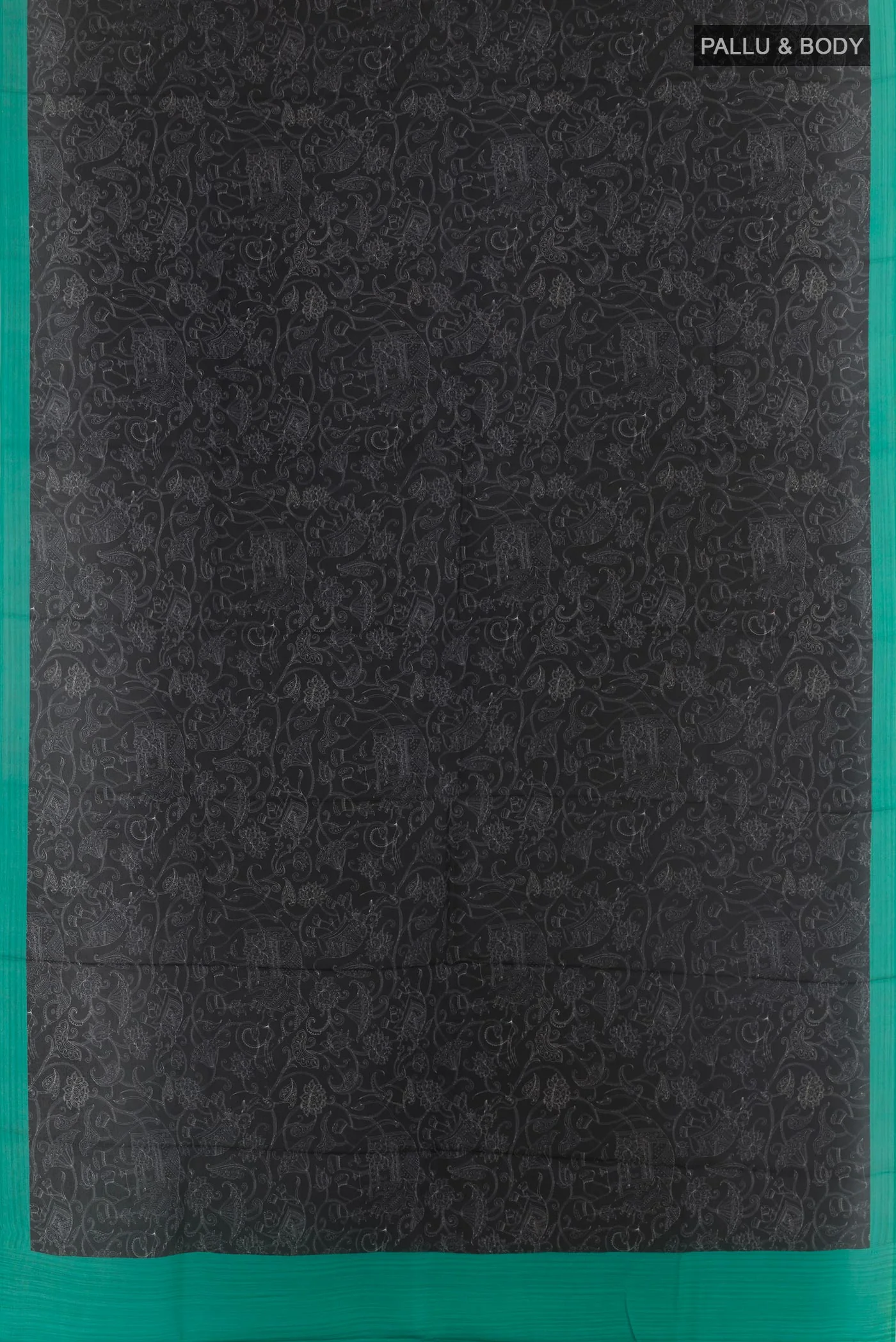 Black Printed Silk Saree - Image 3