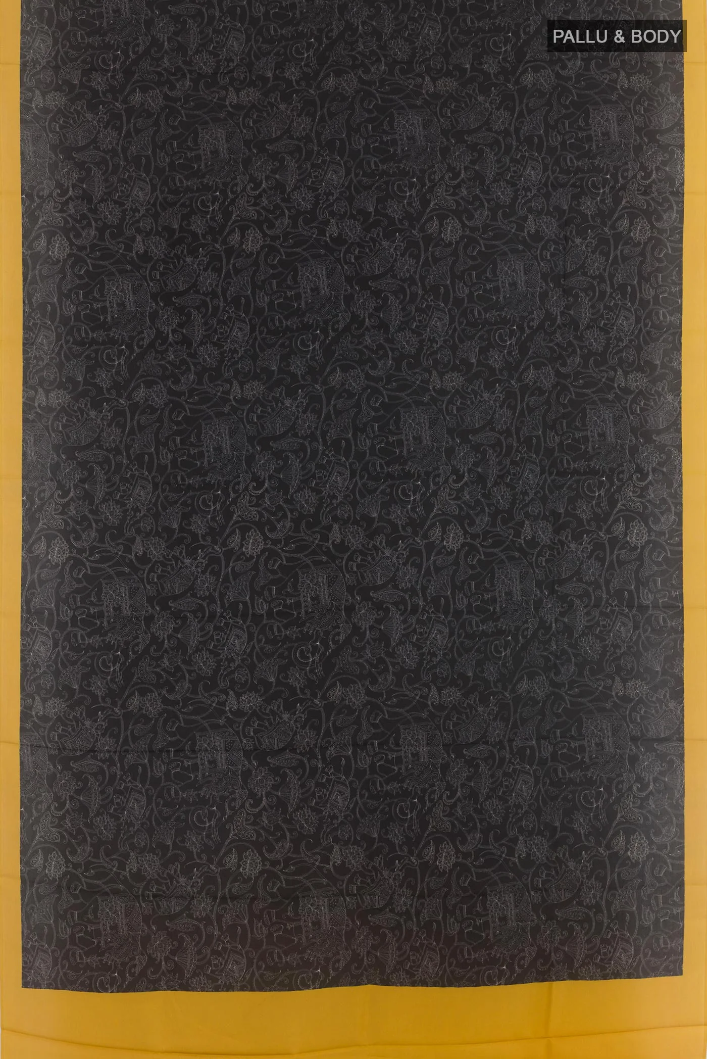 Black Printed Silk Saree - Image 3