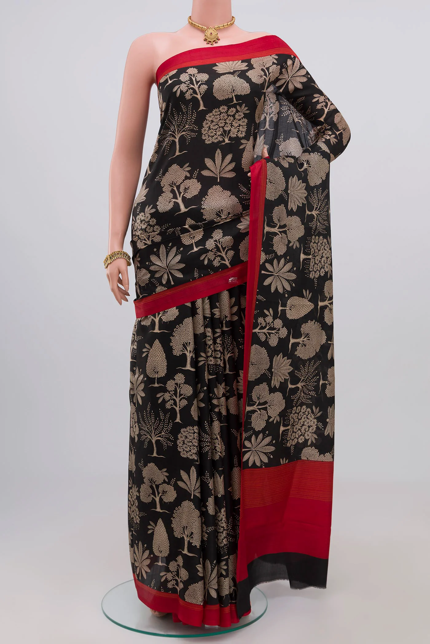Black Printed Silk Saree
