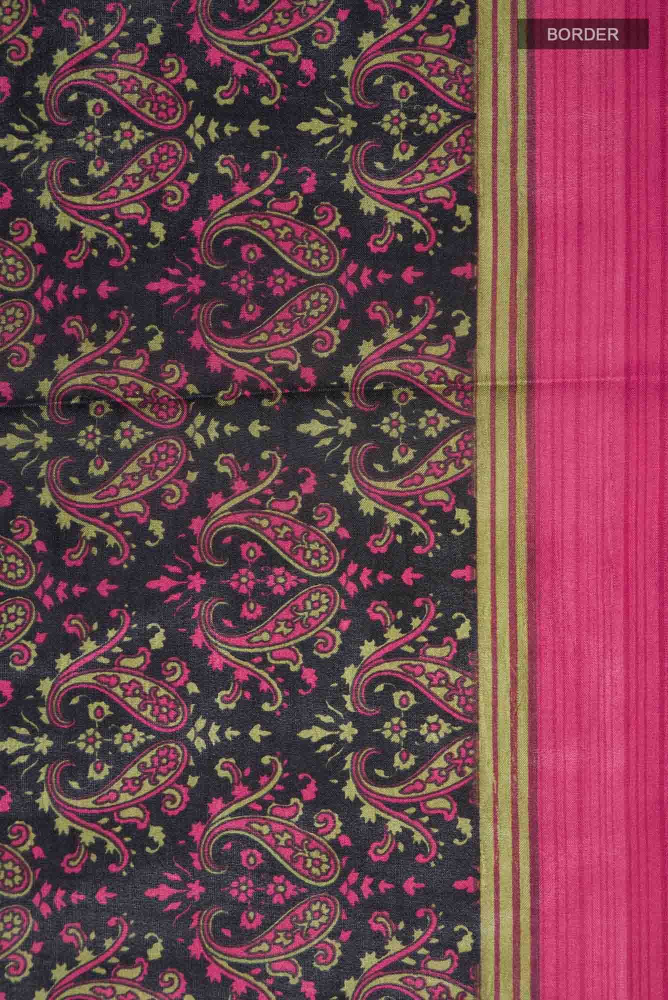 Black Printed Silk Saree - Image 4