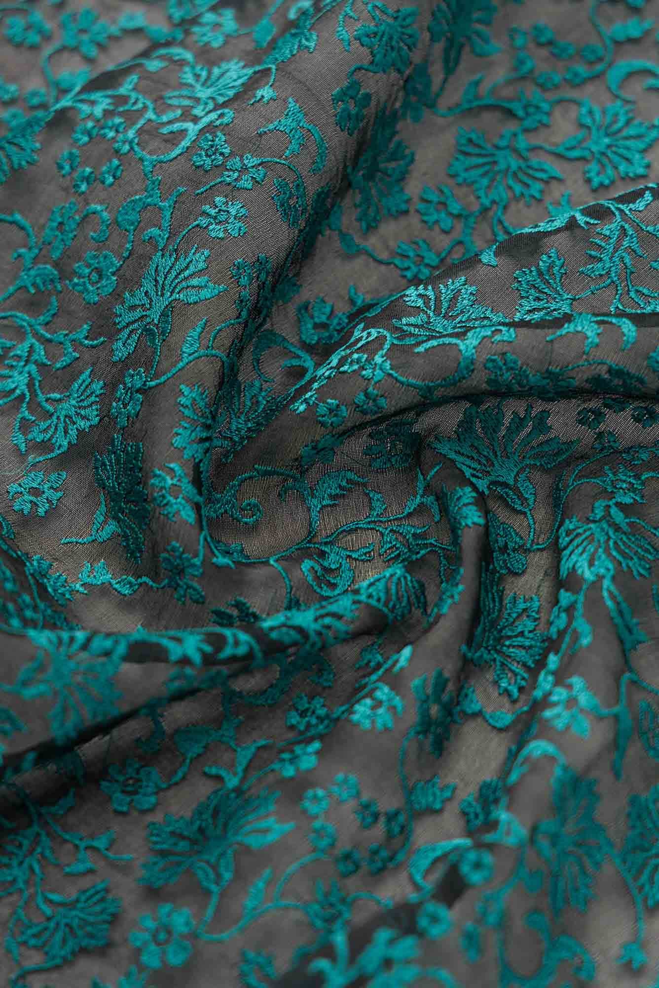 Iris waltz Black floral design saree from Embroidered Romance Collection by Nalli - Image 5