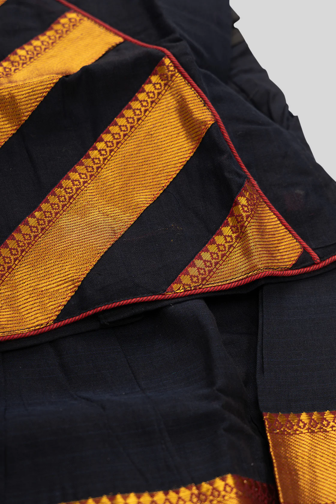 Black Readymade Cotton Pavadai Set  | Lehanga & Blouse - Image 6