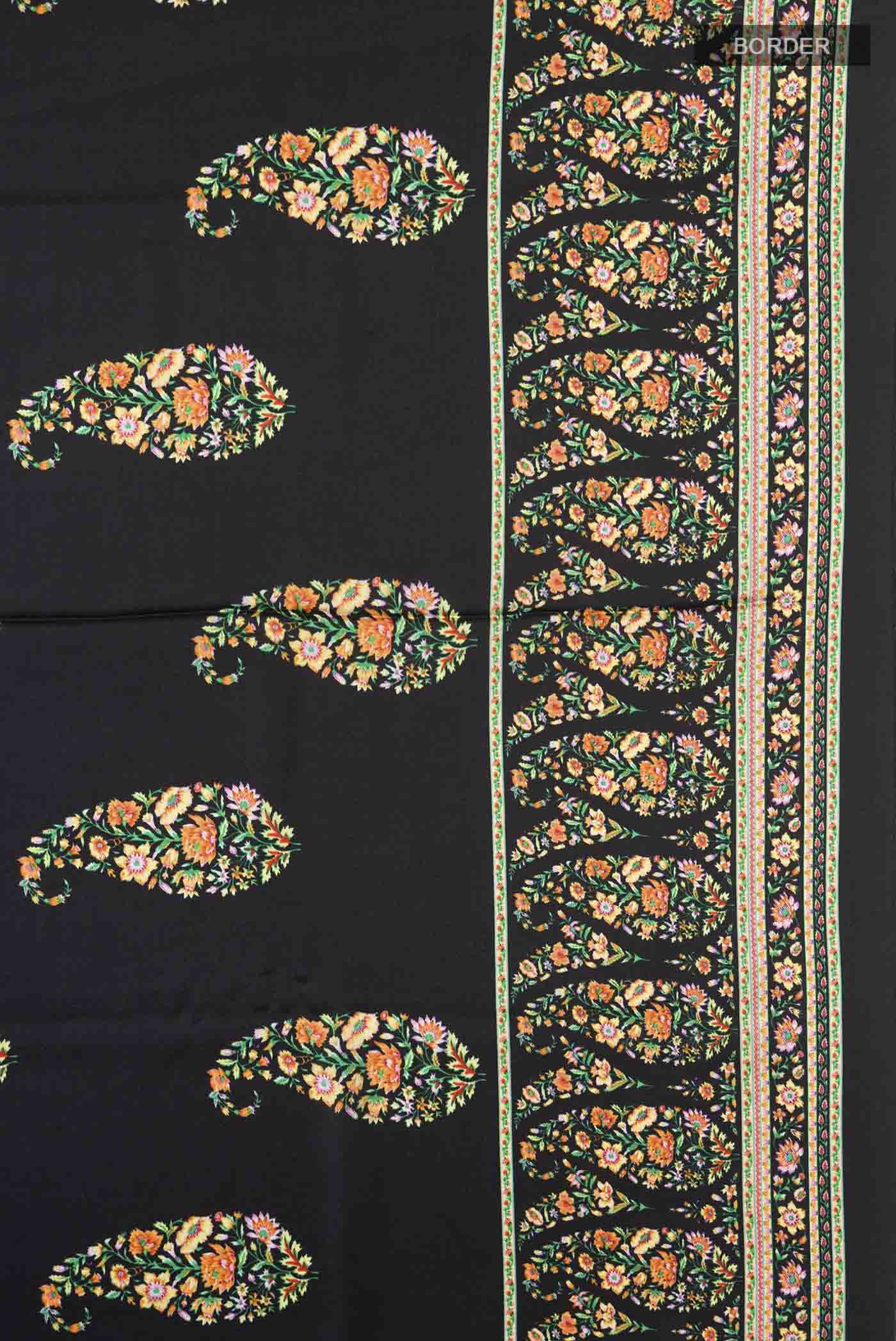 Black Satin Crepe Saree - Image 3