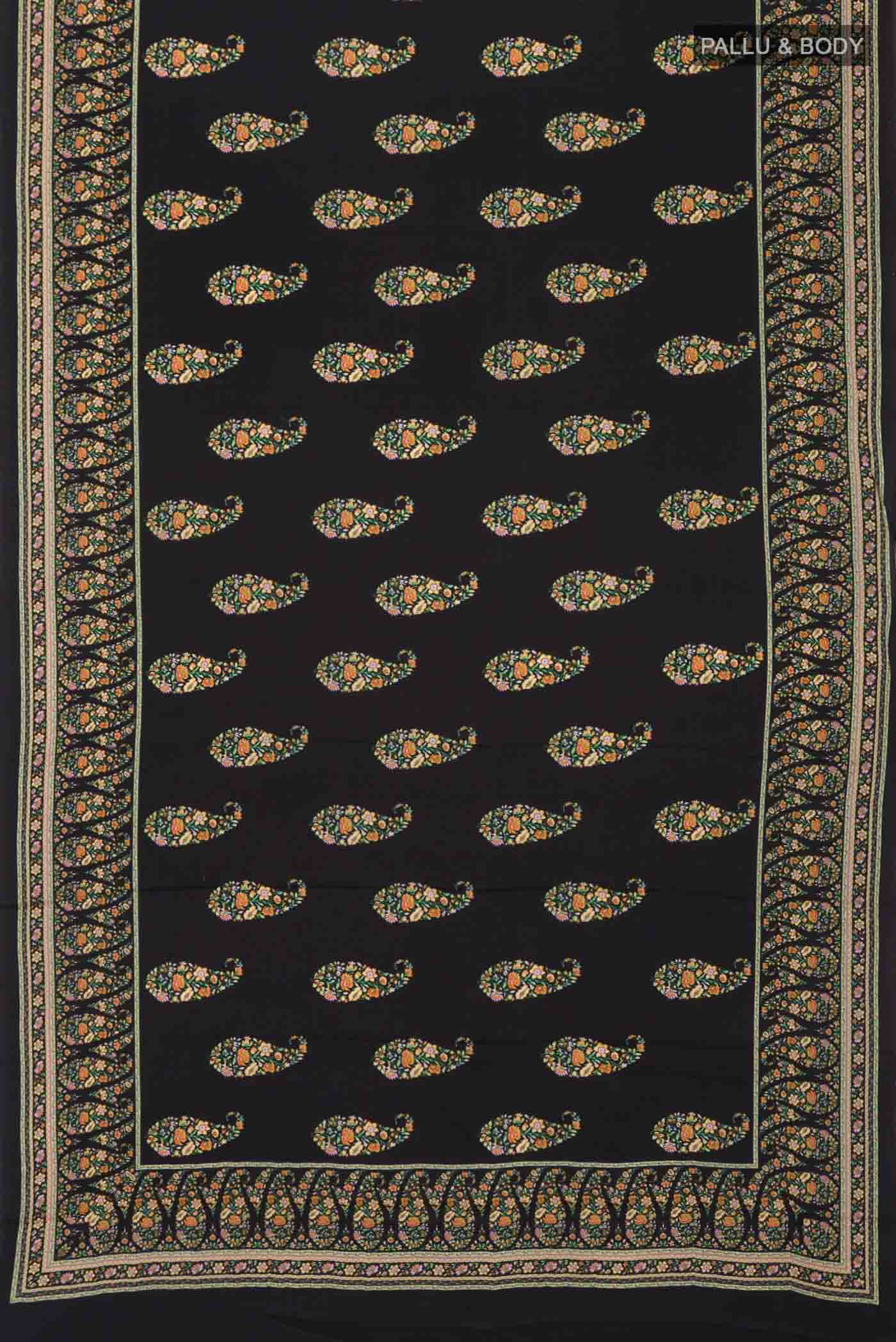 Black Satin Crepe Saree - Image 5
