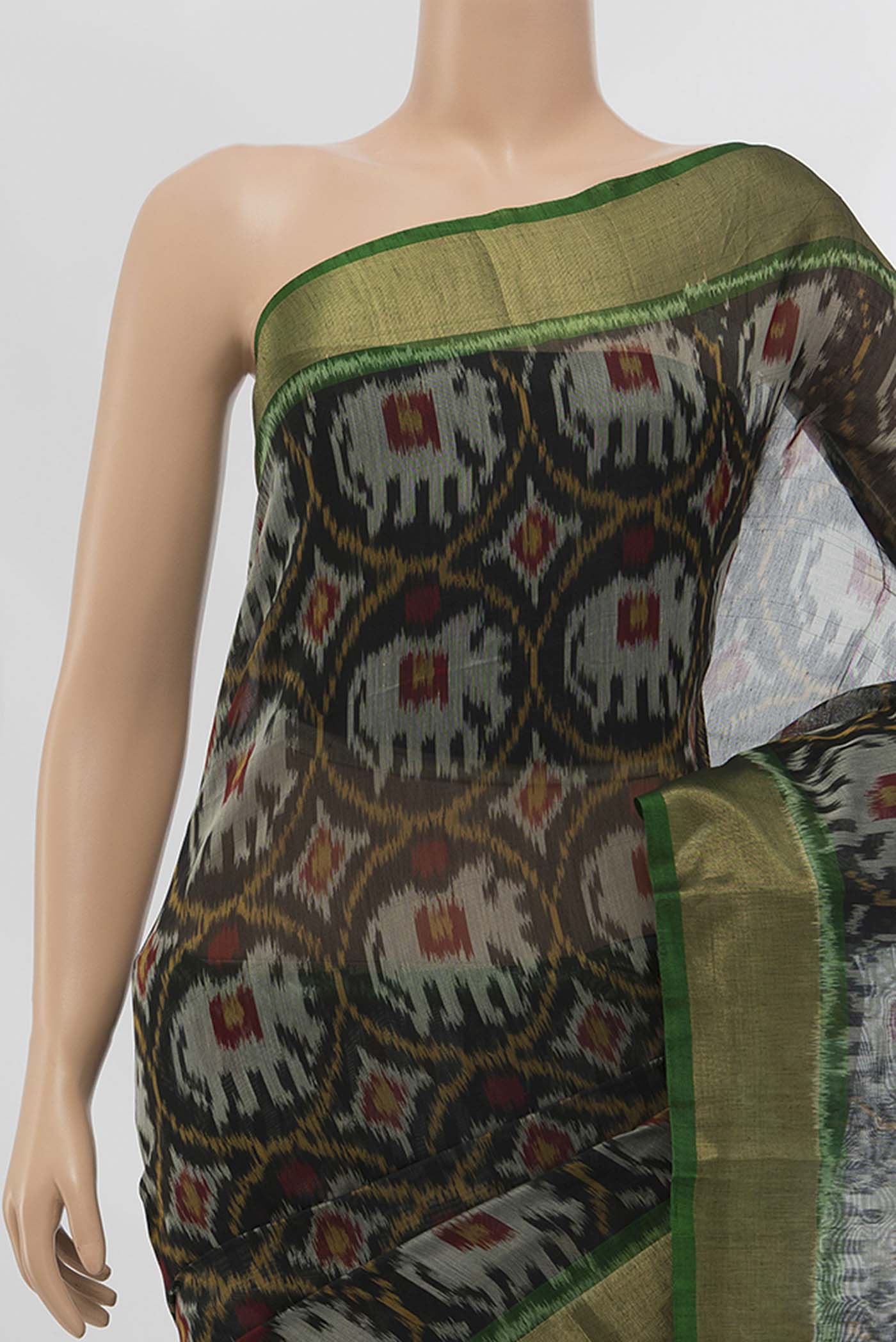 Black Silk Cotton Saree - Image 2