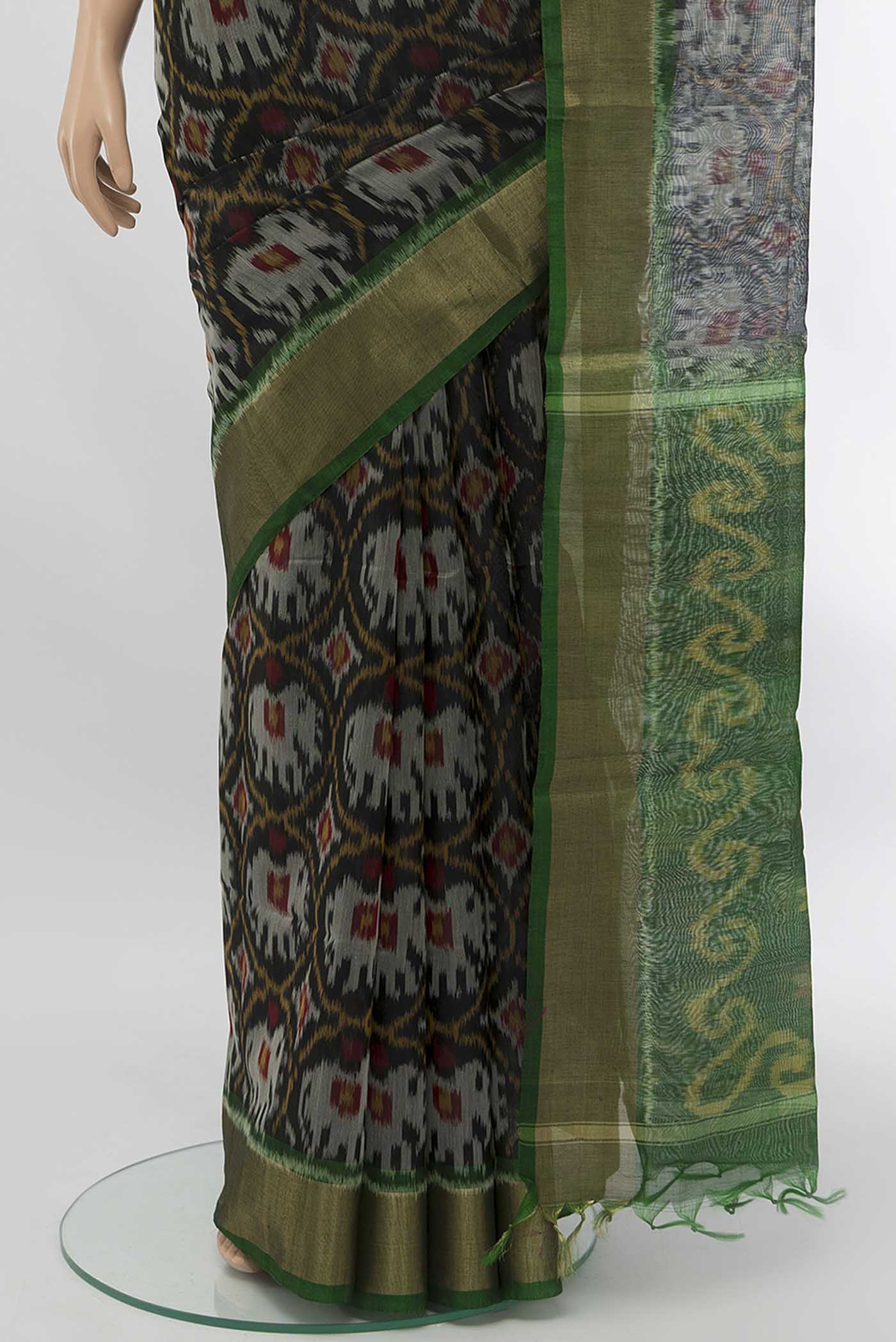 Black Silk Cotton Saree - Image 3