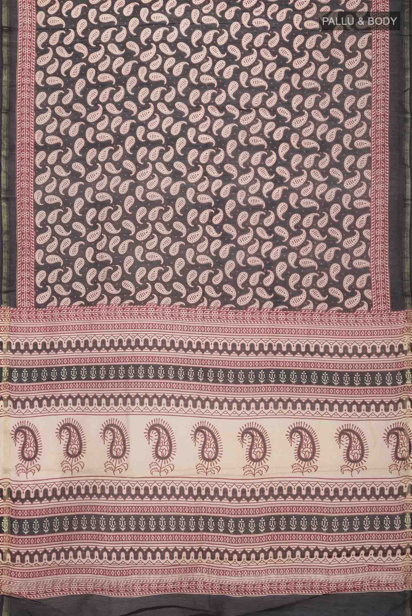 Black Silk Cotton Saree - Image 3