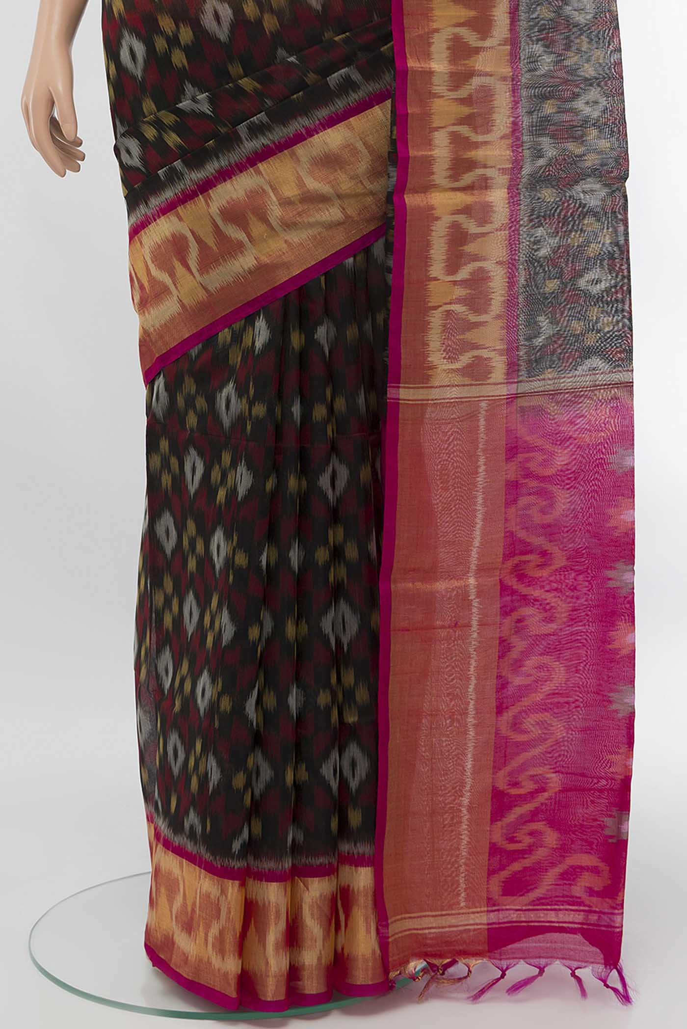 Black Silk Cotton Saree - Image 3