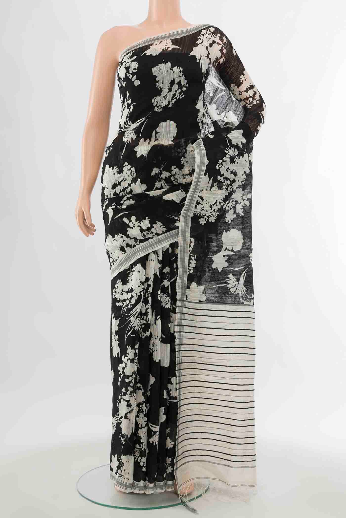 Black Bhagalpuri Tussar Silk Saree