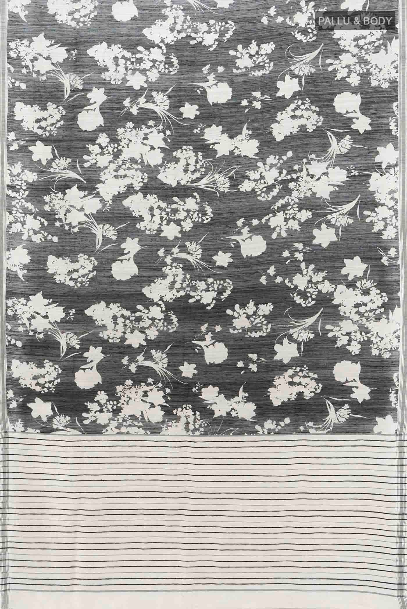 Black Bhagalpuri Tussar Silk Saree - Image 5