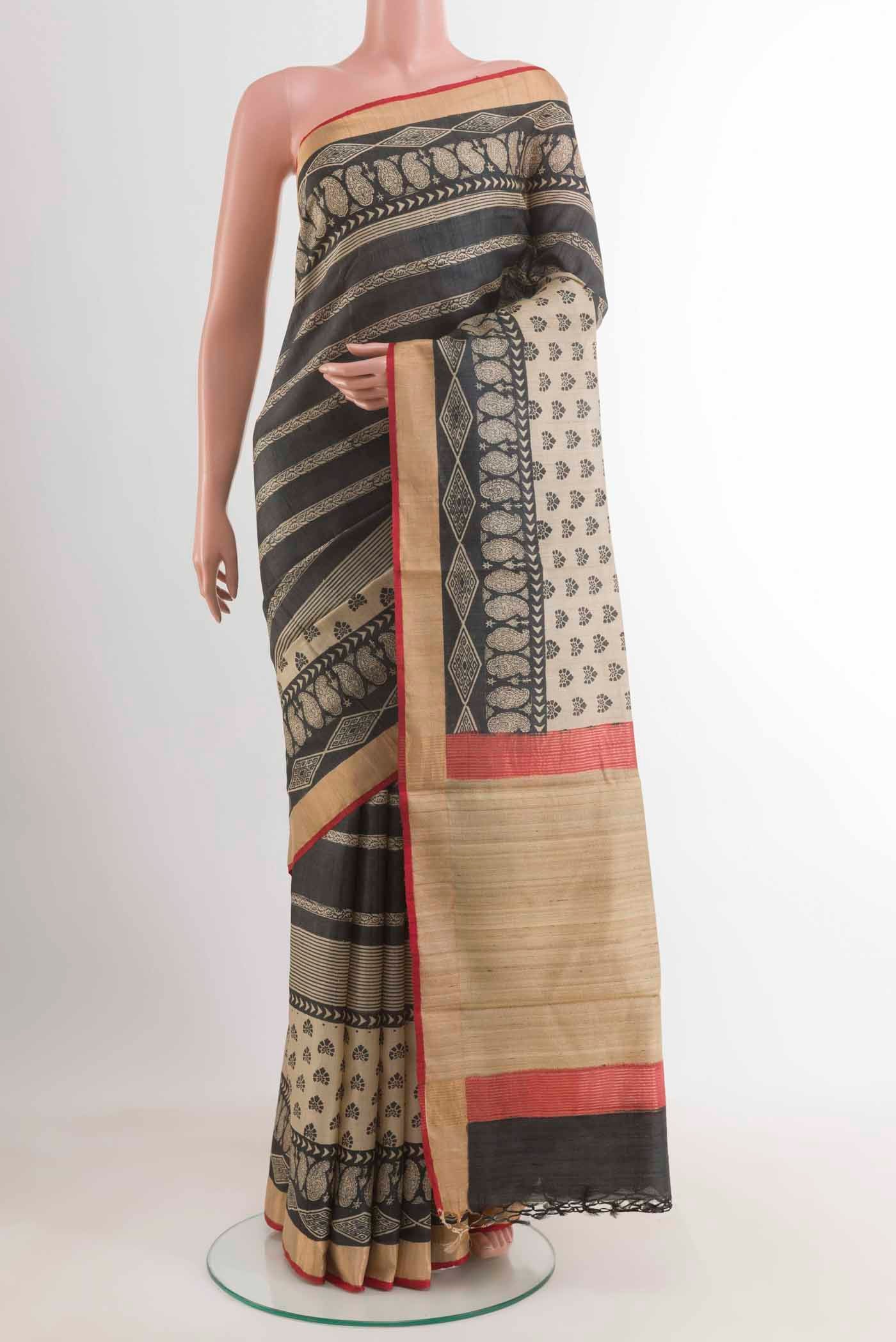 Black Tussar Saree
