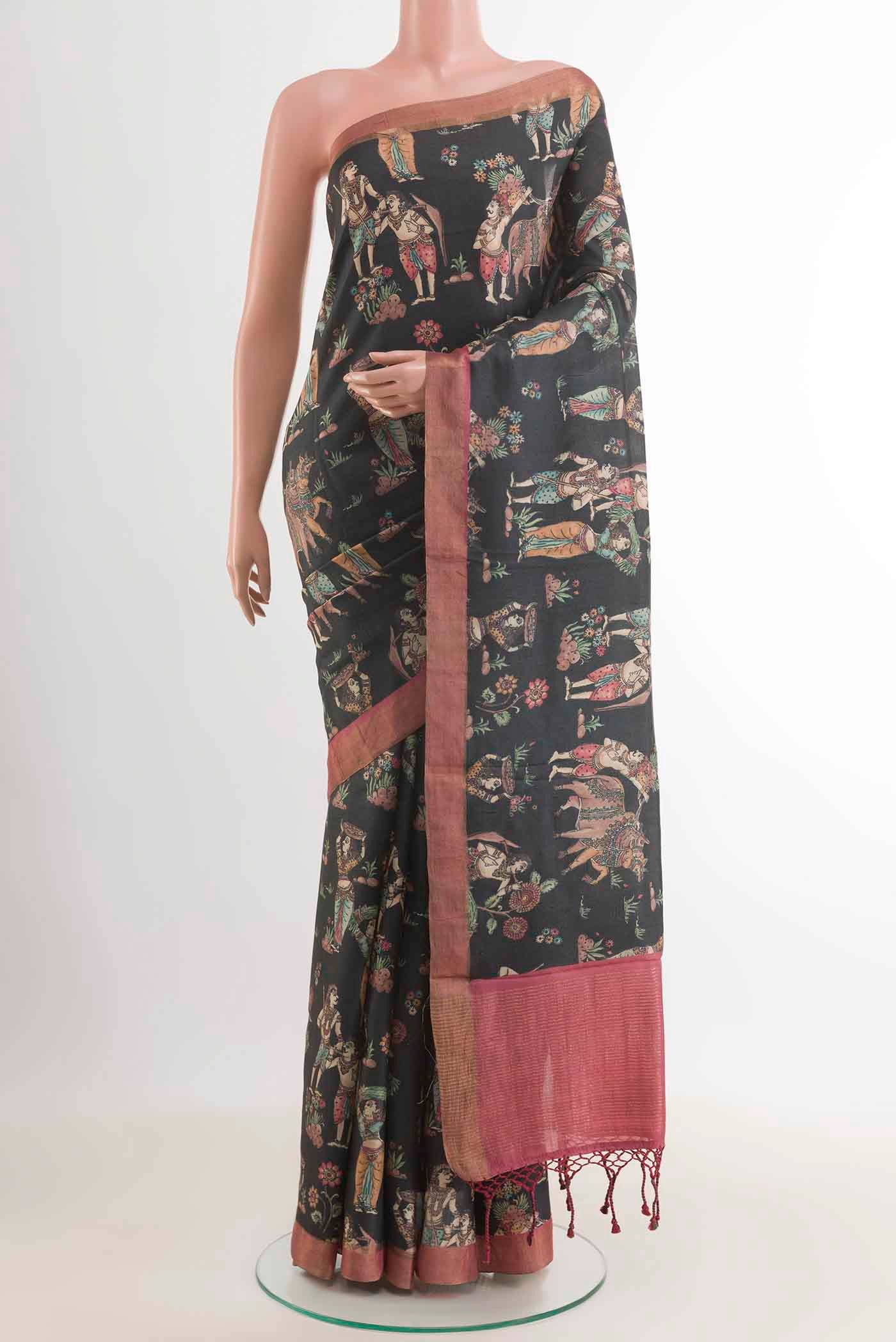 Black Tussar Saree