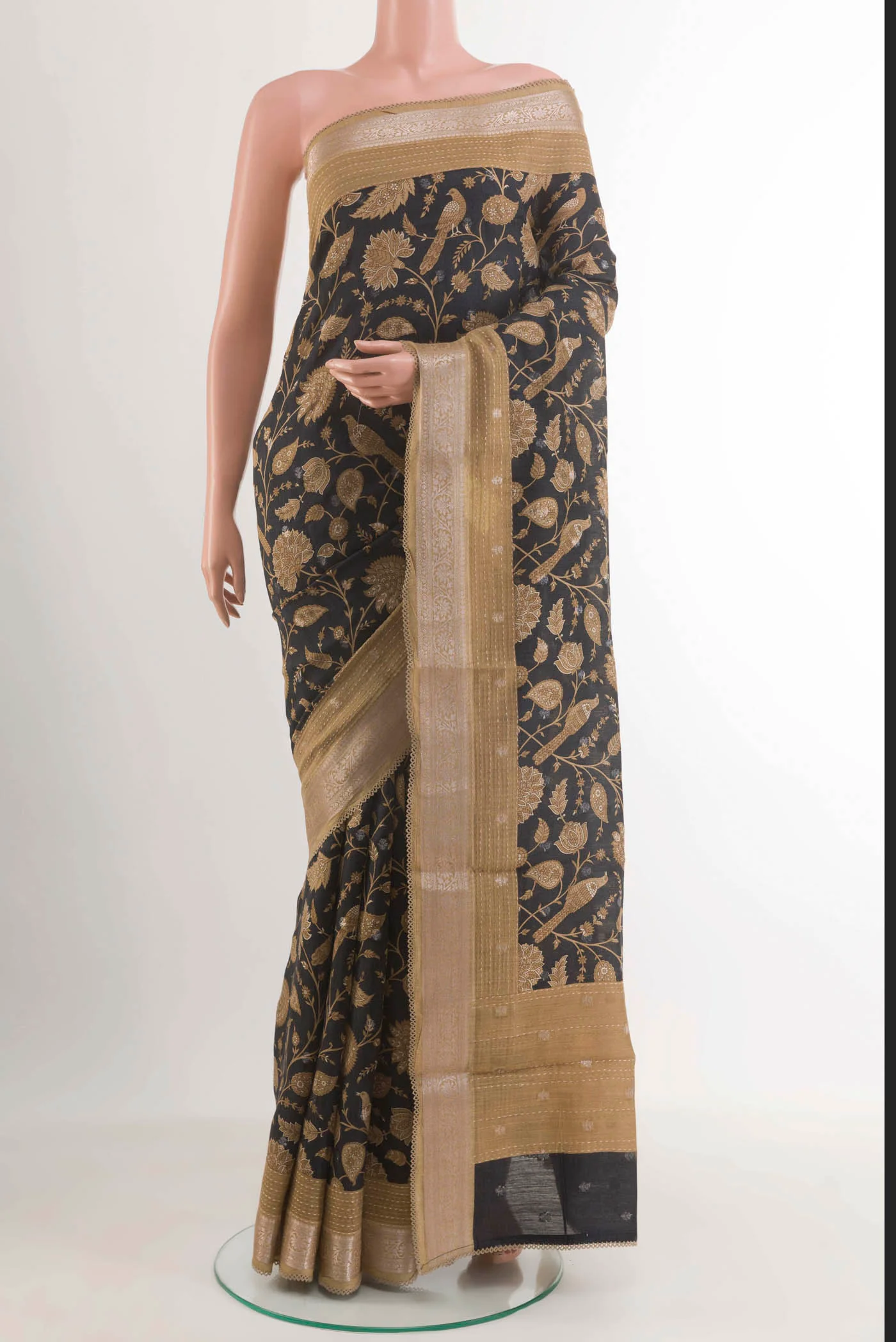 Black Tussar Silk Saree