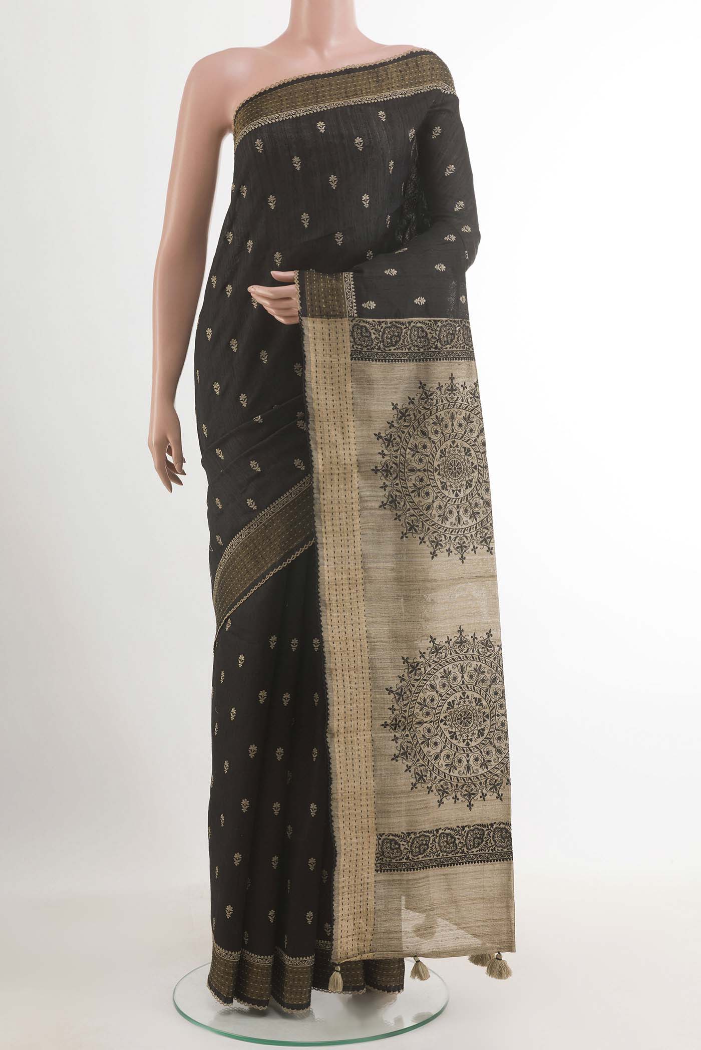 Black Tussar Saree