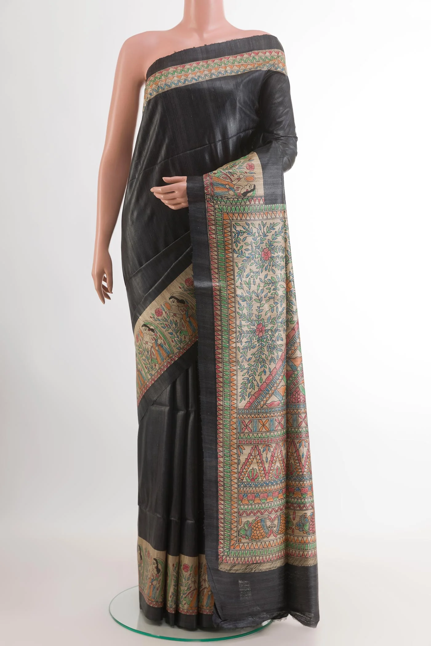 Black Tussar Silk Saree