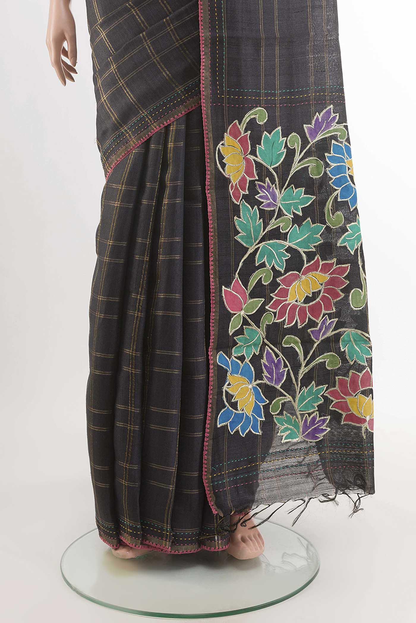 Black Tussar Saree - Image 3