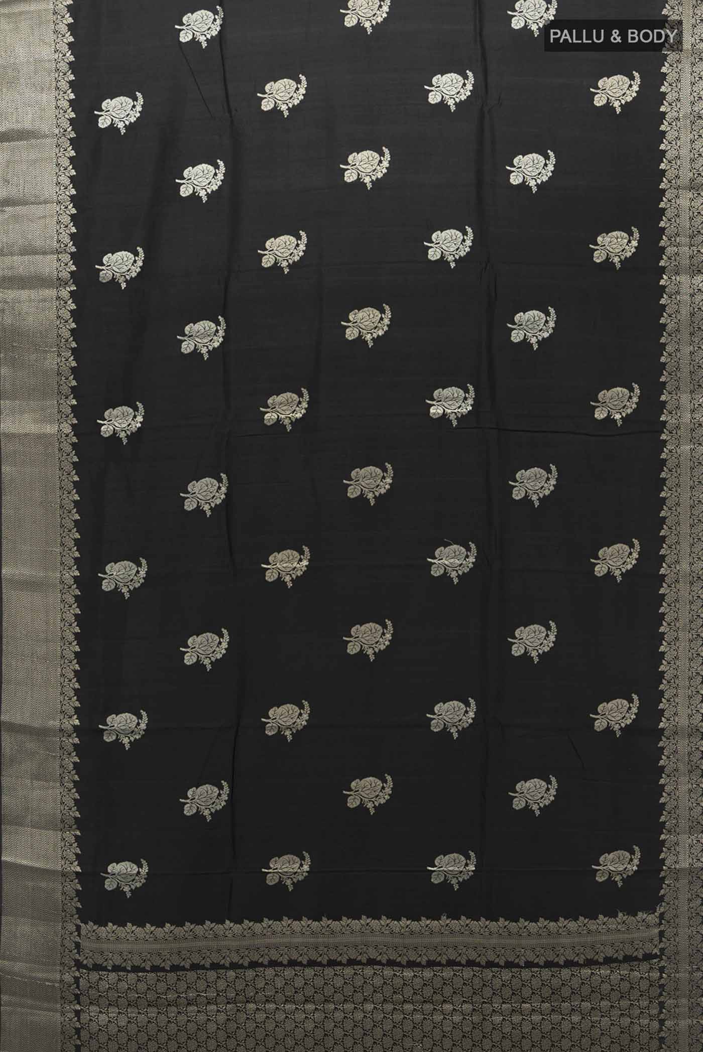 Black Banarasi Raw Silk Saree - Image 5