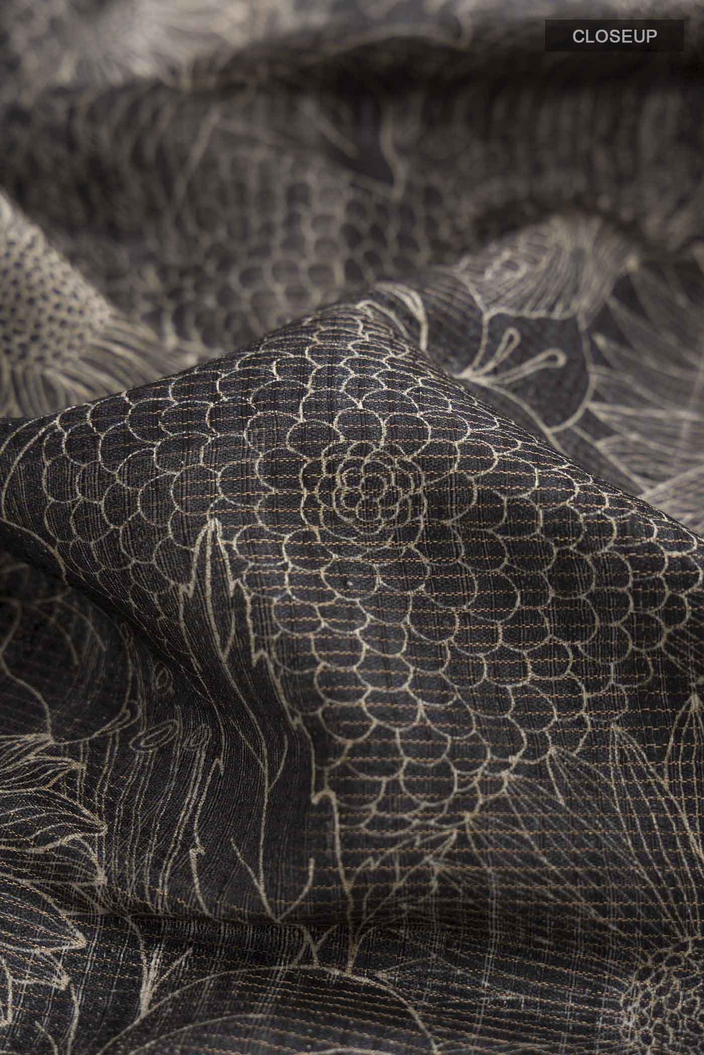 Black Tussar Silk Saree - Image 2