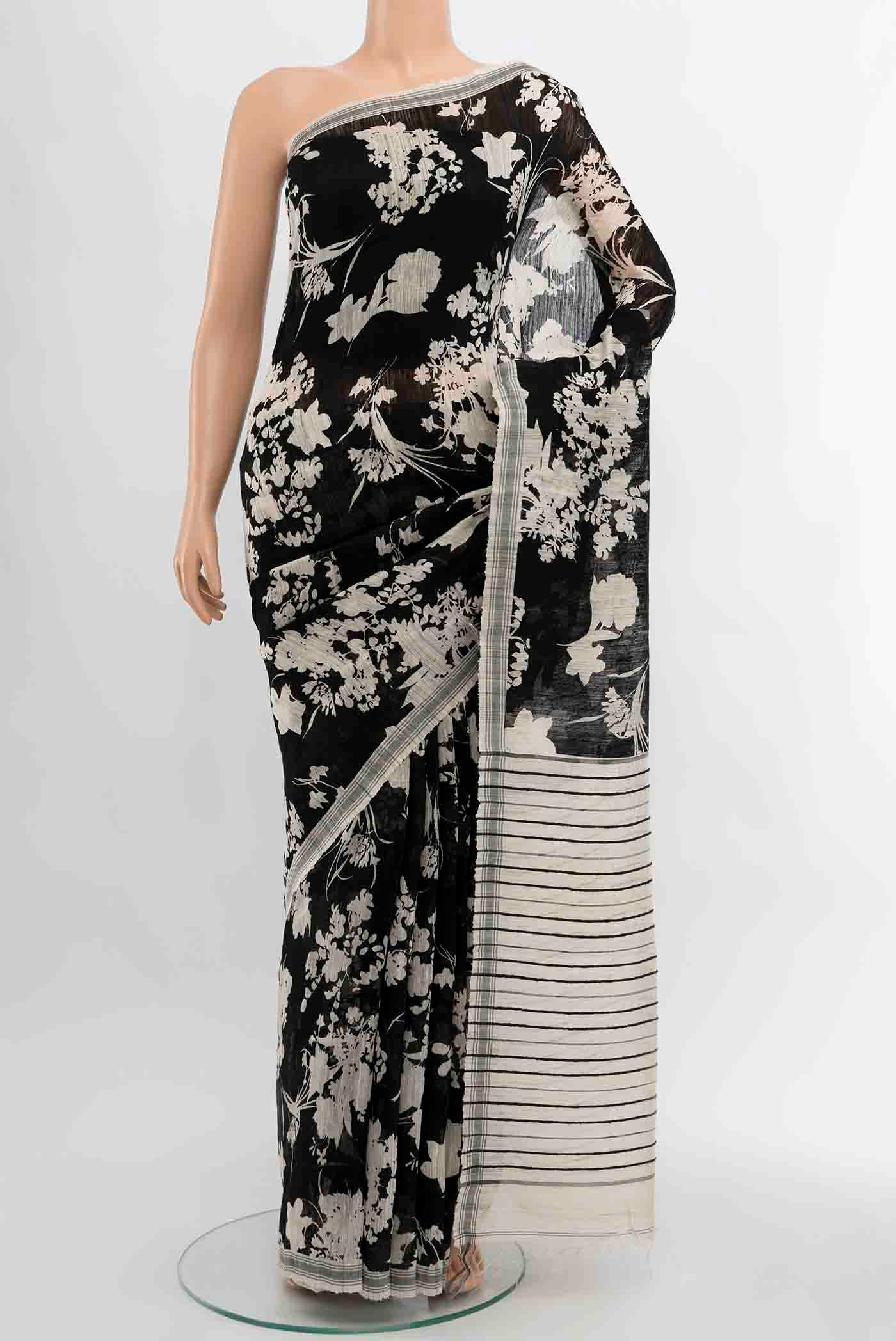 Black Tussar Silk Saree