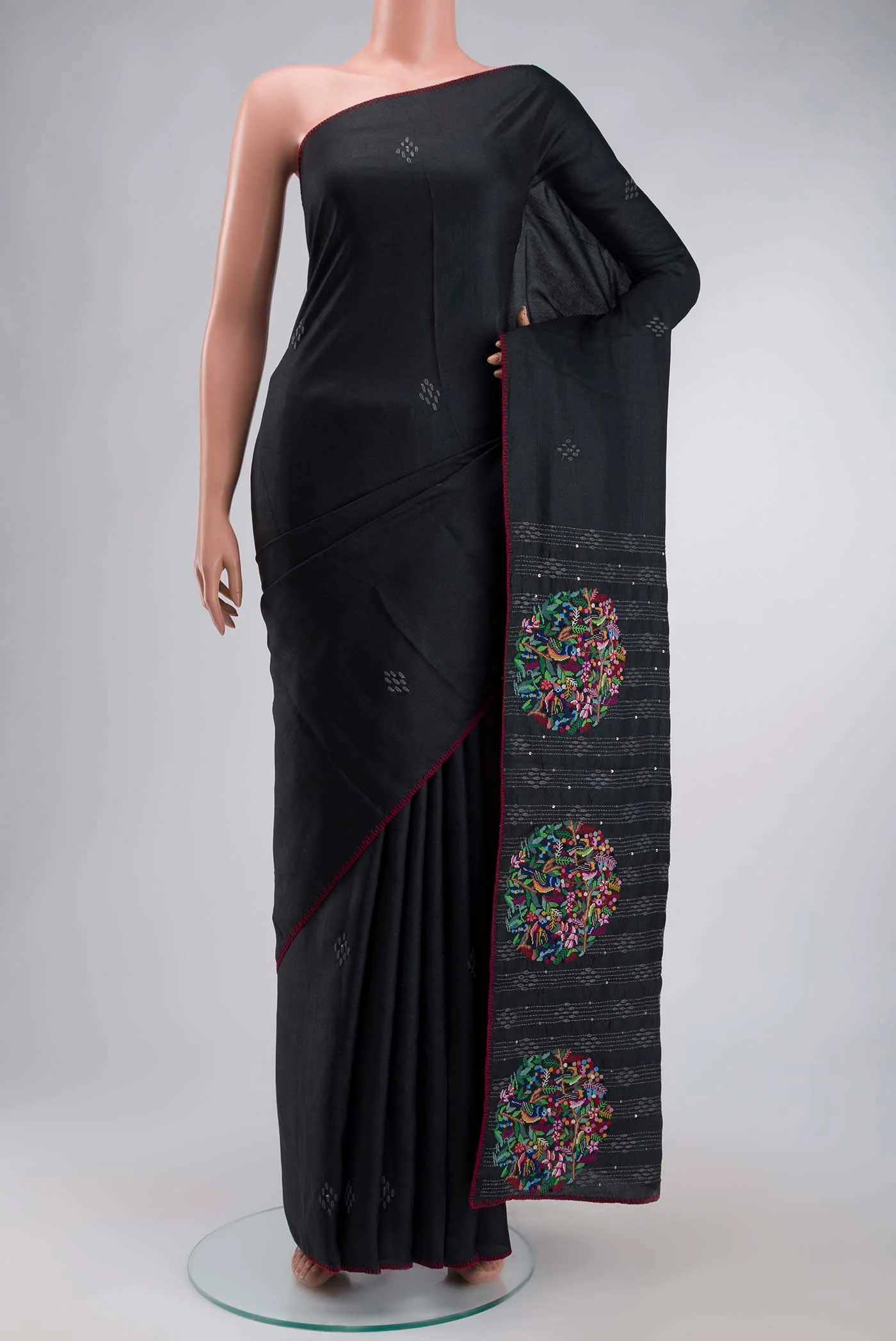 Black Tussar Silk Saree