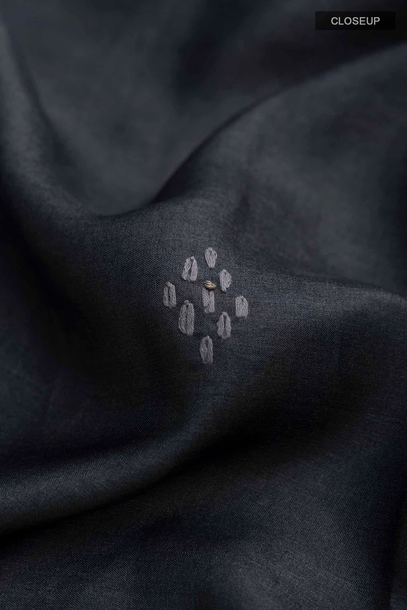 Black Tussar Silk Saree - Image 2