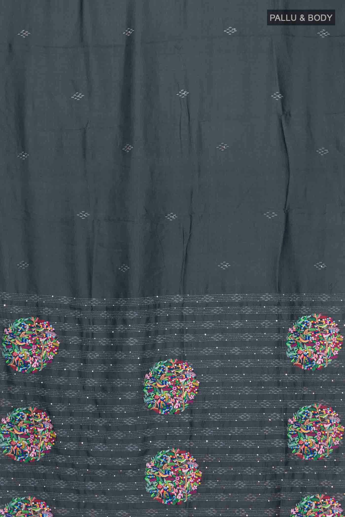 Black Tussar Silk Saree - Image 6