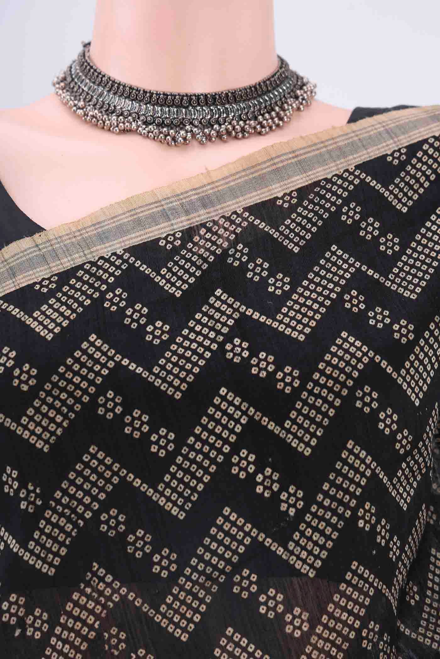 Black Tussar Silk Saree - Image 2