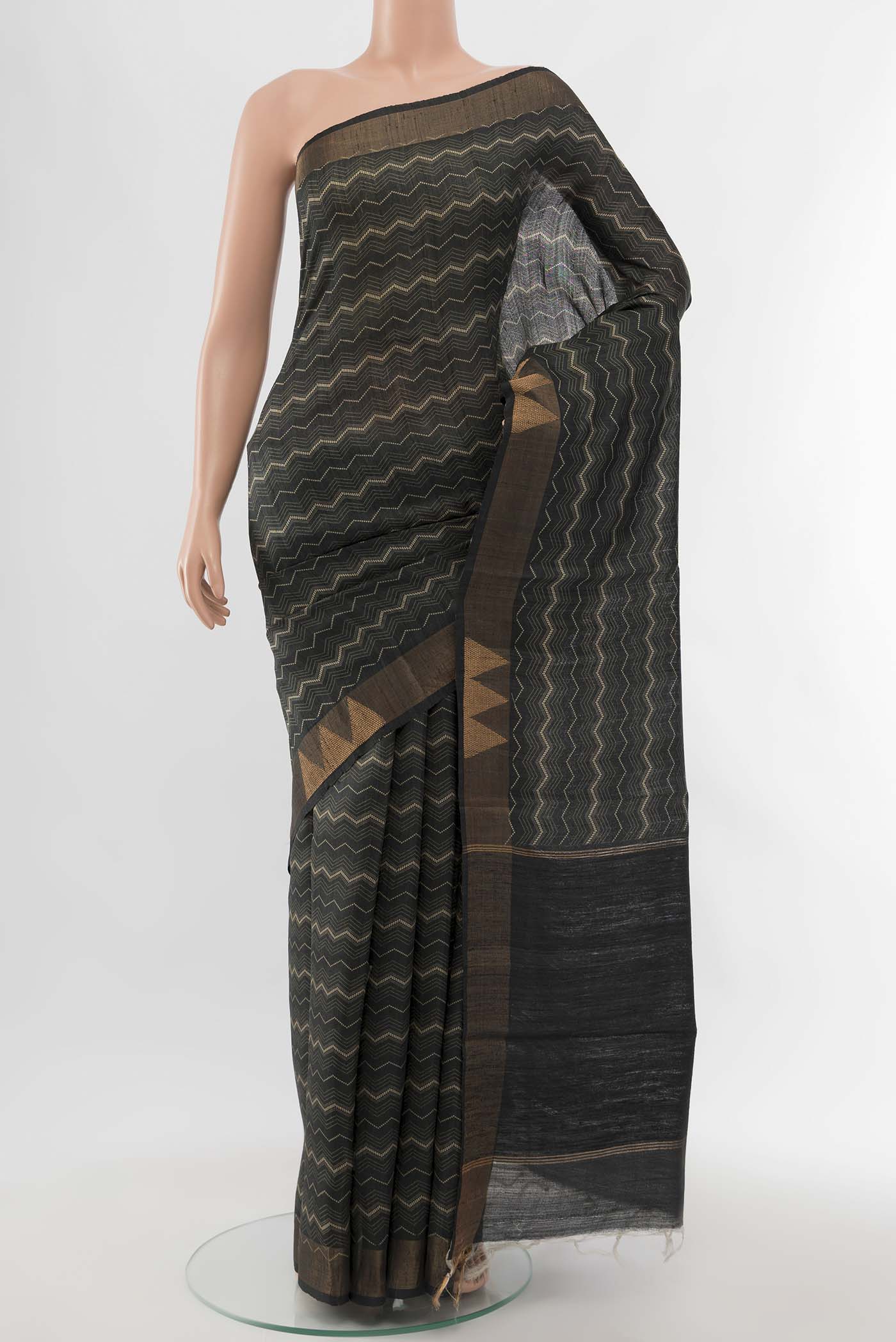 Black Tussar Silk Saree