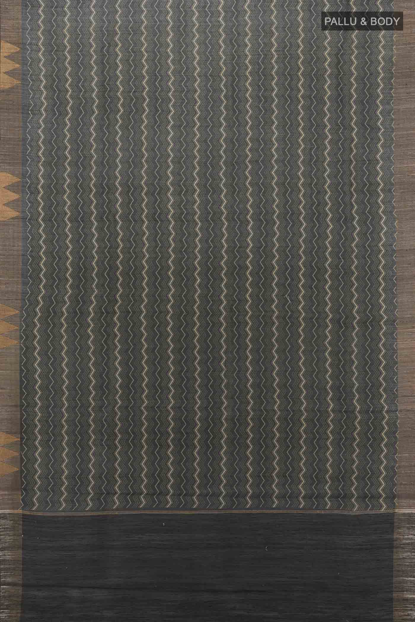 Black Tussar Silk Saree - Image 5