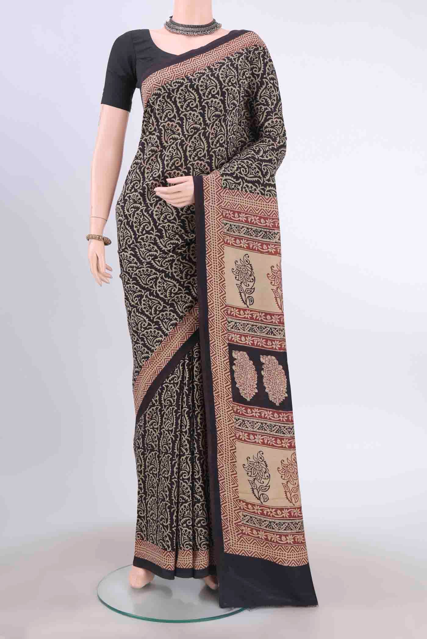 Black Tussar Silk Saree
