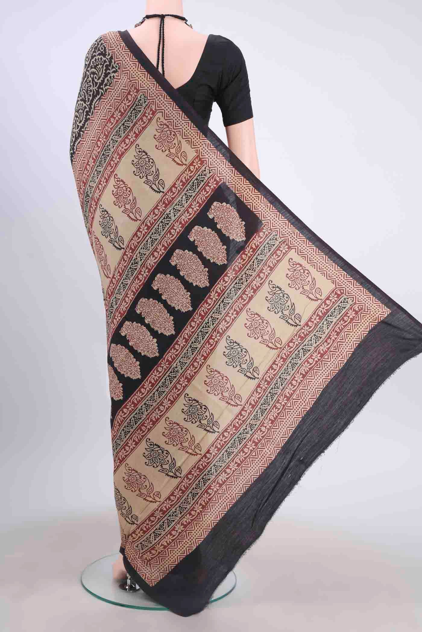 Black Tussar Silk Saree - Image 3
