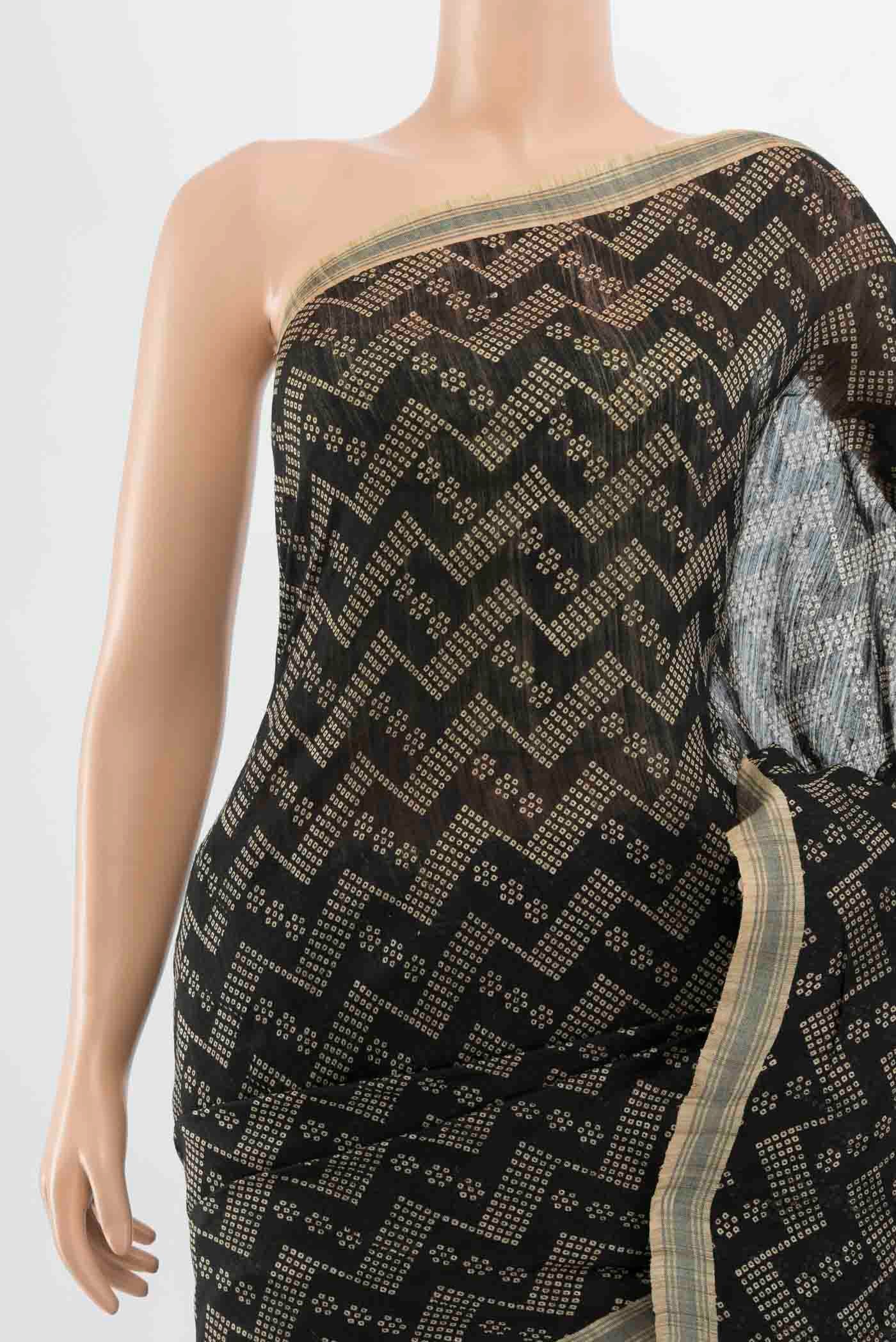 Black Tussar Silk Saree - Image 2